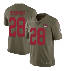 Men's Nike New York Giants #28 Jonathan Stewart Limited Olive 2017 Salute to Service NFL Jerseyy