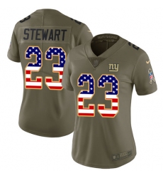 Women's Nike New York Giants #23 Jonathan Stewart Limited Olive USA Flag 2017 Salute to Service NFL Jersey