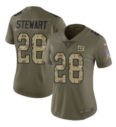 Women's Nike New York Giants #28 Jonathan Stewart Limited Olive Camo 2017 Salute to Service NFL Jersey