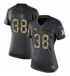 Women's Nike New York Giants #38 Jonathan Stewart Limited Black 2016 Salute to Service NFL Jersey