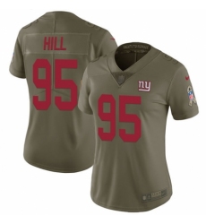 Women's Nike New York Giants #95 B.J. Hill Limited Olive 2017 Salute to Service NFL Jersey