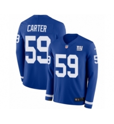 Men's Nike New York Giants #59 Lorenzo Carter Limited Royal Blue Therma Long Sleeve NFL Jersey
