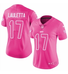 Women's Nike New York Giants #17 Kyle Lauletta Limited Pink Rush Fashion NFL Jersey