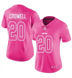 Women's Nike New York Jets #20 Isaiah Crowell Limited Pink Rush Fashion NFL Jersey