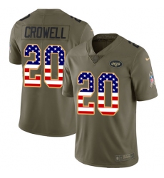 Youth Nike New York Jets #20 Isaiah Crowell Limited Olive USA Flag 2017 Salute to Service NFL Jersey
