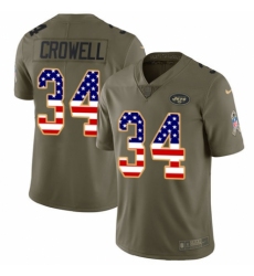 Youth Nike New York Jets #34 Isaiah Crowell Limited Olive/USA Flag 2017 Salute to Service NFL Jersey