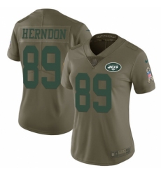 Women's Nike New York Jets #89 Chris Herndon Limited Olive 2017 Salute to Service NFL Jersey