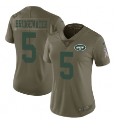 Women's Nike New York Jets #5 Teddy Bridgewater Limited Olive 2017 Salute to Service NFL Jersey