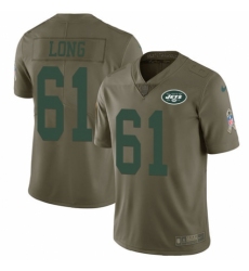 Youth Nike New York Jets #61 Spencer Long Limited Olive 2017 Salute to Service NFL Jersey