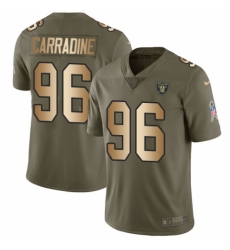 Youth Nike Oakland Raiders #96 Cornellius Carradine Limited Olive/Gold 2017 Salute to Service NFL Jersey