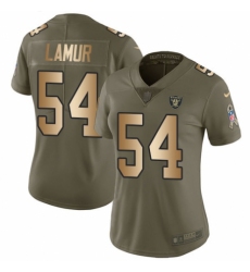 Women's Nike Oakland Raiders #54 Emmanuel Lamur Limited Olive/Gold 2017 Salute to Service NFL Jersey