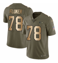 Men's Nike Seattle Seahawks #78 D.J. Fluker Limited Olive/Gold 2017 Salute to Service NFL Jersey