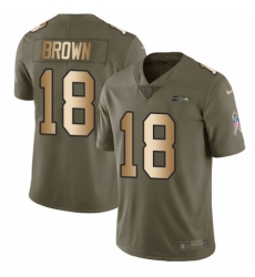 Youth Nike Seattle Seahawks #18 Jaron Brown Limited Olive/Gold 2017 Salute to Service NFL Jersey