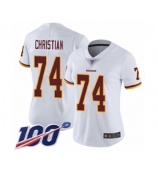 Women's Washington Redskins #74 Geron Christian White Vapor Untouchable Limited Player 100th Season Football Jersey
