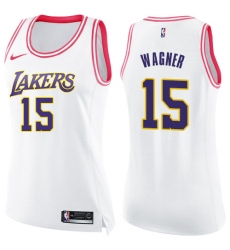 Women's Nike Los Angeles Lakers #15 Moritz Wagner Swingman White Pink Fashion NBA Jersey