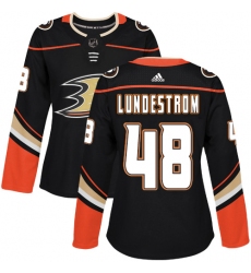 Women's Adidas Anaheim Ducks #48 Isac Lundestrom Authentic Black Home NHL Jersey