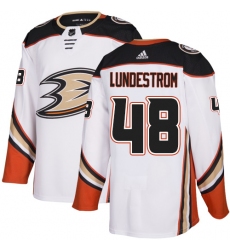 Youth Adidas Anaheim Ducks #48 Isac Lundestrom Authentic White Away NHL Jersey
