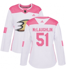 Women's Adidas Anaheim Ducks #51 Blake McLaughlin Authentic White Pink Fashion NHL Jersey