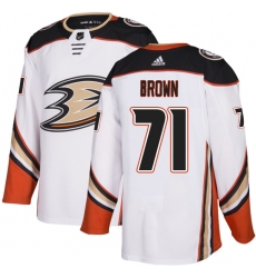 Men's Adidas Anaheim Ducks #71 J.T. Brown Authentic White Away NHL Jersey