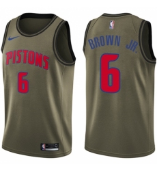 Youth Nike Detroit Pistons #6 Bruce Brown Jr. Swingman Green Salute to Service NBA Jersey