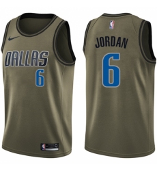 Men's Nike Dallas Mavericks #6 DeAndre Jordan Swingman Green Salute to Service NBA Jersey