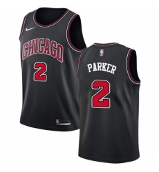 Men's Nike Chicago Bulls #2 Jabari Parker Swingman Black NBA Jersey Statement Edition