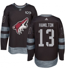 Men's Adidas Arizona Coyotes #13 Freddie Hamilton Authentic Black 1917-2017 100th Anniversary NHL Jersey