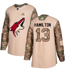 Youth Adidas Arizona Coyotes #13 Freddie Hamilton Authentic Camo Veterans Day Practice NHL Jersey