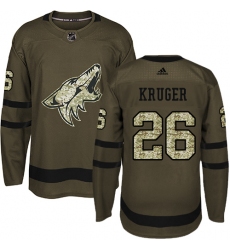 Youth Adidas Arizona Coyotes #26 Marcus Kruger Premier Green Salute to Service NHL Jersey