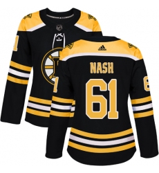Women's Adidas Boston Bruins #61 Rick Nash Authentic Black Home NHL Jersey