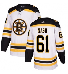 Youth Adidas Boston Bruins #61 Rick Nash Authentic White Away NHL Jersey