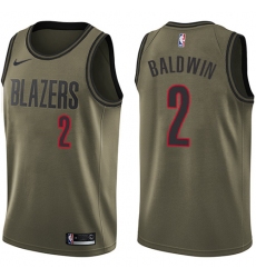 Youth Nike Portland Trail Blazers #2 Wade Baldwin Swingman Green Salute to Service NBA Jersey