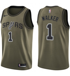 Men's Nike San Antonio Spurs #1 Lonnie Walker Swingman Green Salute to Service NBA Jersey