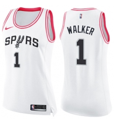 Women's Nike San Antonio Spurs #1 Lonnie Walker Swingman White Pink Fashion NBA Jersey