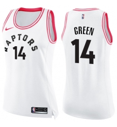 Women's Nike Toronto Raptors #14 Danny Green Swingman White Pink Fashion NBA Jersey