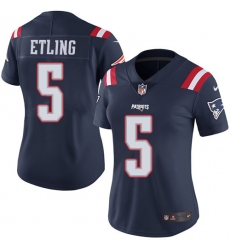 Women's Nike New England Patriots #5 Danny Etling Limited Navy Blue Rush Vapor Untouchable NFL Jersey