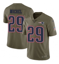 Men's Nike New England Patriots #29 Sony Michel Limited Olive 2017 Salute to Service NFL Jersey