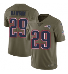 Men's Nike New England Patriots #29 Duke Dawson Limited Olive 2017 Salute to Service NFL Jersey
