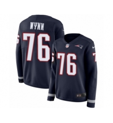 Women's Nike New England Patriots #76 Isaiah Wynn Limited Navy Blue Therma Long Sleeve NFL Jersey
