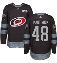 Men's Adidas Carolina Hurricanes #48 Jordan Martinook Authentic Black 1917-2017 100th Anniversary NHL Jersey