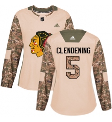 Women's Adidas Chicago Blackhawks #5 Adam Clendening Authentic Camo Veterans Day Practice NHL Jersey