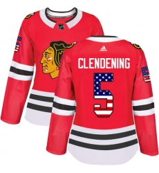 Women's Adidas Chicago Blackhawks #5 Adam Clendening Authentic Red USA Flag Fashion NHL Jersey