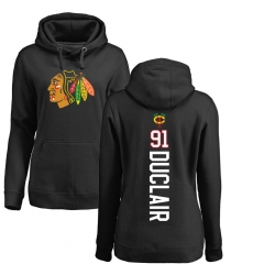 NHL Women's Adidas Chicago Blackhawks #91 Anthony Duclair Black Backer Pullover Hoodie