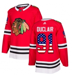 Youth Adidas Chicago Blackhawks #91 Anthony Duclair Authentic Red USA Flag Fashion NHL Jersey