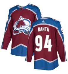Men's Adidas Colorado Avalanche #94 Sampo Ranta Authentic Burgundy Red Home NHL Jersey