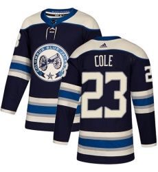 Men's Adidas Columbus Blue Jackets #23 Ian Cole Authentic Navy Blue Alternate NHL Jersey
