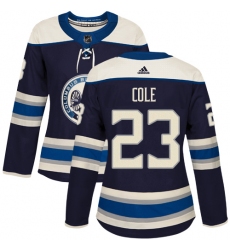 Women's Adidas Columbus Blue Jackets #23 Ian Cole Authentic Navy Blue Alternate NHL Jersey