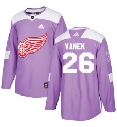 Youth Adidas Detroit Red Wings #26 Thomas Vanek Authentic Purple Fights Cancer Practice NHL Jersey