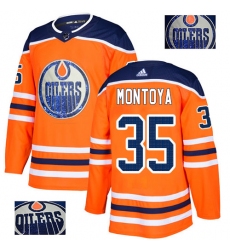 Men's Adidas Edmonton Oilers #35 Al Montoya Authentic Orange Fashion Gold NHL Jersey