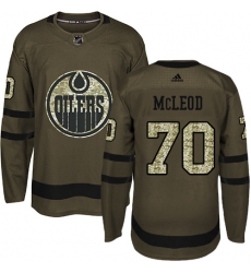 Youth Adidas Edmonton Oilers #70 Ryan McLeod Authentic Green Salute to Service NHL Jersey